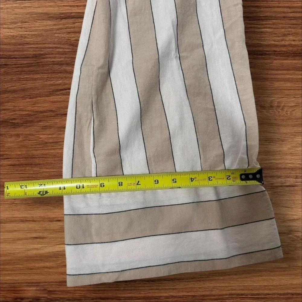 Billabong Striped Jumpsuit Wide Leg Crop Tan Cream V Neck Overalls Womens Small - Picture 6 of 8